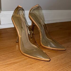 Fashion Nova Gold and Transparent Heels